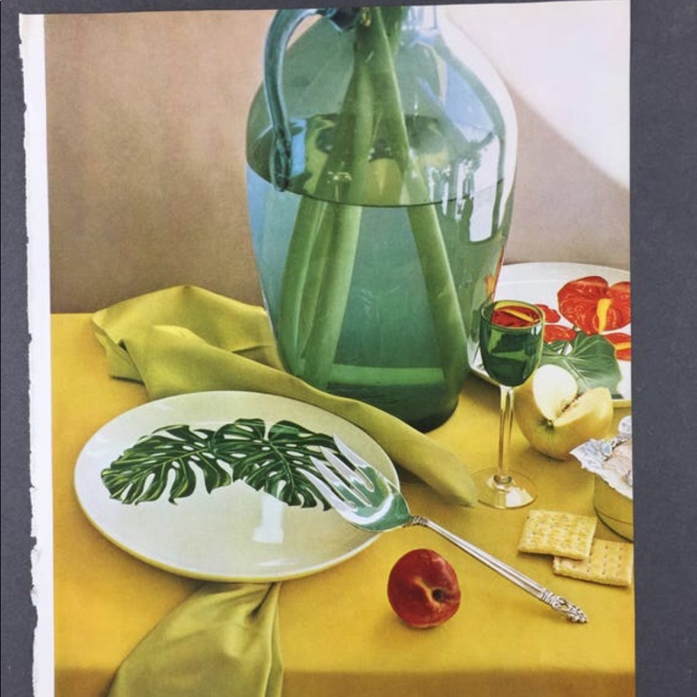! 1 Page from 1951 Photography Book Features Tablescape in Green and Orange
